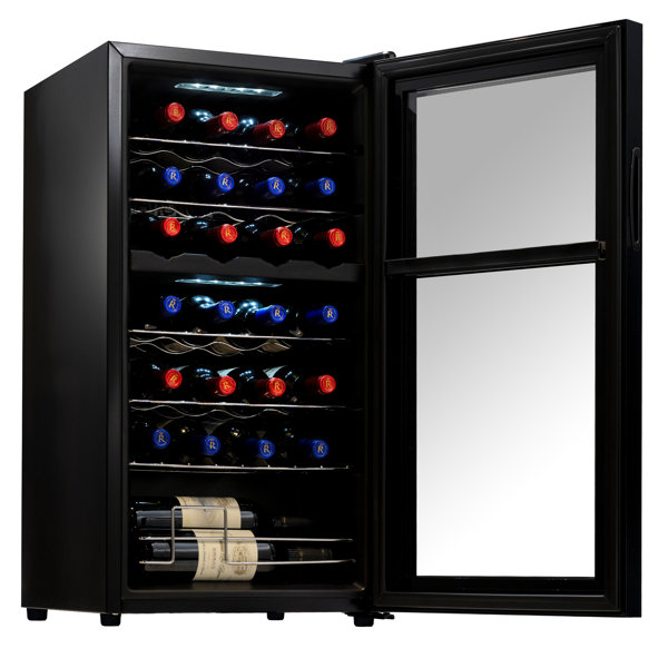 NutriChef 16.93'' 28 Bottle Dual Zone Freestanding Wine Refrigerator